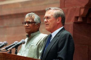 George Fernandes and Donald Rumsfeld