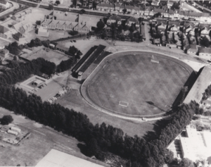 Greyhound track surrounding the City Ground pitch in Cambridge c.1970