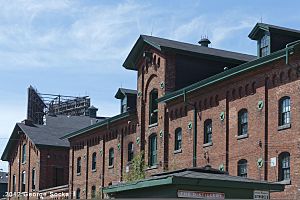 June 2012 Distillery District Historic Industrial Roof Gables (7418029678)