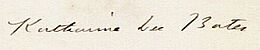 Katherine Bates, Signature, 1908.jpg