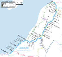 Linemap of Shinetsu Main Line Niigata with Stations