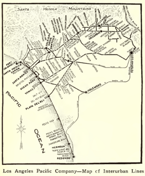 Los Angeles Pacific Railroad Map 1909