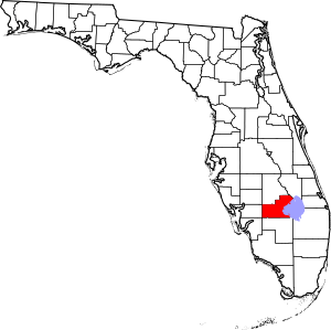 Map of Florida highlighting Glades County