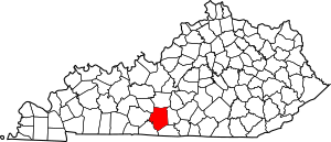 Map of Kentucky highlighting Barren County