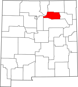 Map of New Mexico highlighting Mora County
