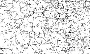 Map of initial area of BEF operations, 1914