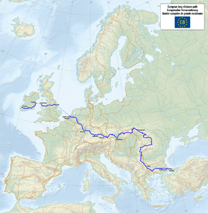 Map of the European Long Distance Path E8