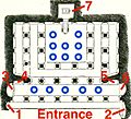 Plan of 6th century Badami Cave 3 Hindu temple, annotated