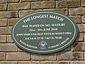 Plaque on Wimbledon Court No. 18 to commemorate the longest match in tennis history between John Isner and Nicolas Mahut on 22-24 June 2010