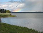 Rainbow over yellowstone lake