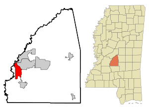 Location of Richland, Mississippi