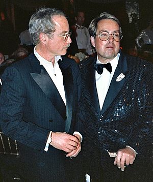 Richard Dreyfus and Allan Carr at the Governor's Ball party after the 1989 Academy Awards