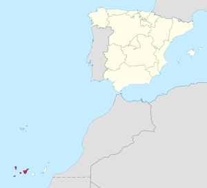 Map of Spain with Tenerife highlighted
