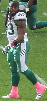 Saskatchew Roughriders Warmup October 7 2017 BMO Field 01 (cropped)