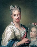 Self-portrait holding a portrait of her sister, by Rosalba Carriera