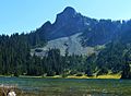 Southeast Deadwood Lake in Mount Rainier National Park seen with Deadwood Peak