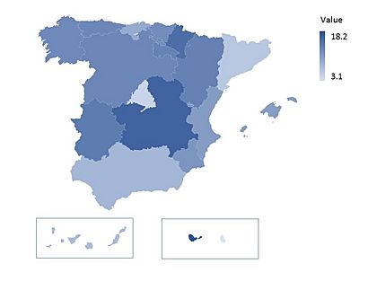 Spain map islamic communities x10k muslim inhabitants