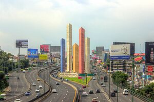 Torres de Satélite sculpture in Ciudad Satélite, a neighborhood in Naucalpan