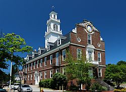 Town Hall, built in 1928 as a replica of the Old State House in Boston
