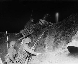 Trench at night