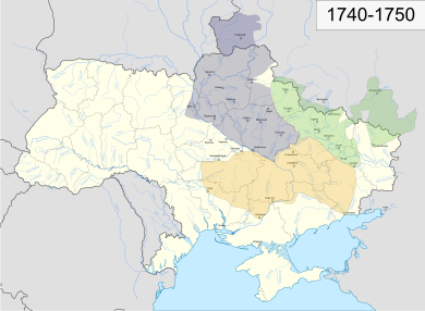 Ukraine 1740 kossaks map