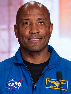 Victor Glover in a NASA news conference at the Kennedy Space Center in Florida, U.S. on August 8, 2023 (cropped) 3.jpg