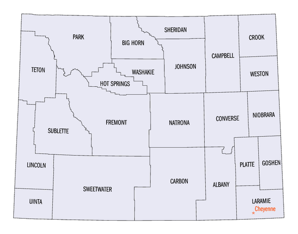 Wyoming counties map