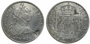 8 reales Carolus III 1778 chop
