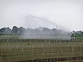 A photo of a water-sprayer in the fields near Oranje in dry spring; Midden Drenthe, Netherlands, 2012