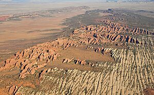 Aerial image of Devils Garden in Arches National Park (view from the southeast)