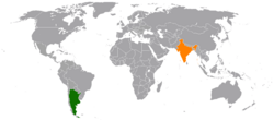 Map indicating location of Argentina and India