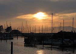 The Berkeley Marina during sunset