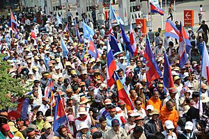 CNRP protesters raise flags