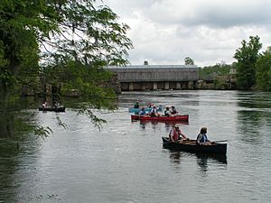 Canoes at Augusta Canal headgate area