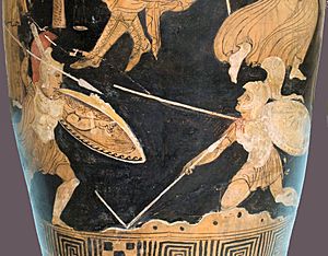 Combat between Achilles and Memnon, Grave amphora southern Italy, 330 BC