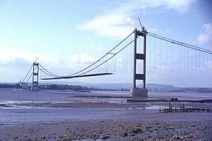 Construction of the Severn Bridge from New Passage (geograph 6776021)