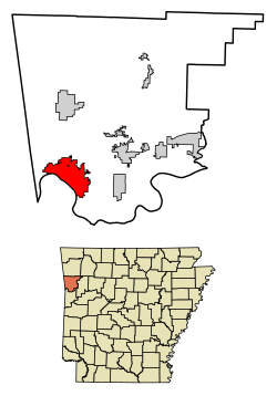 Location of Van Buren in Crawford County, Arkansas.