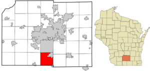 Dane County Wisconsin incorporated and unincorporated areas Oregon (town) highlighted