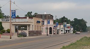 Downtown Hyannis, looking southwest.  Nebraska Highway 2/61 is in the foreground