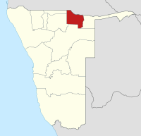 The Kavango West Region (dark grey) in Namibia