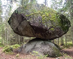 Kummakivi balancing rock in Ruokolahti, Finland