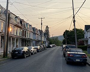 Housing stock on Lucknow Road in Lucknow, PA, looking west toward the Susquehanna River