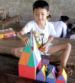 Magna-Tiles at Big Brother Mouse activity day in Laos