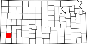Map of Kansas highlighting Grant County