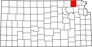 Map of Kansas highlighting Nemaha County