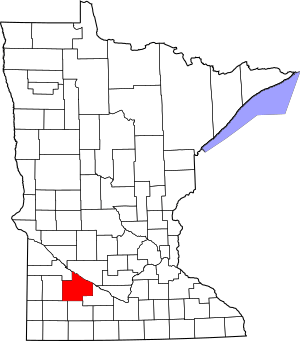 Map of Minnesota highlighting Redwood County