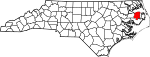State map highlighting Tyrrell County