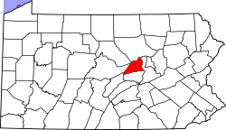 Map of Pennsylvania highlighting Union County