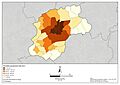Mapa da densidade populacional do município de Braga