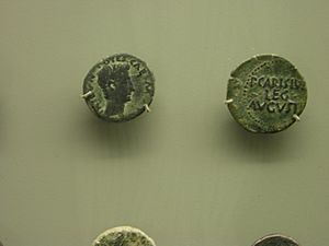 Moneda de Publio Carisio de ceca Emerita Augusta